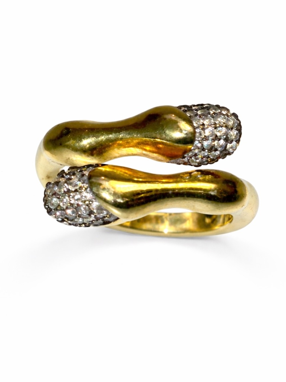 925 Sterling Silver Gold-Tone Horse Ring with Crystal Accents